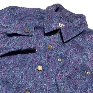 Renfrew Women's Size 8 Blue Purple Paisley Button Up Blazer‎ Jacket Boho USA